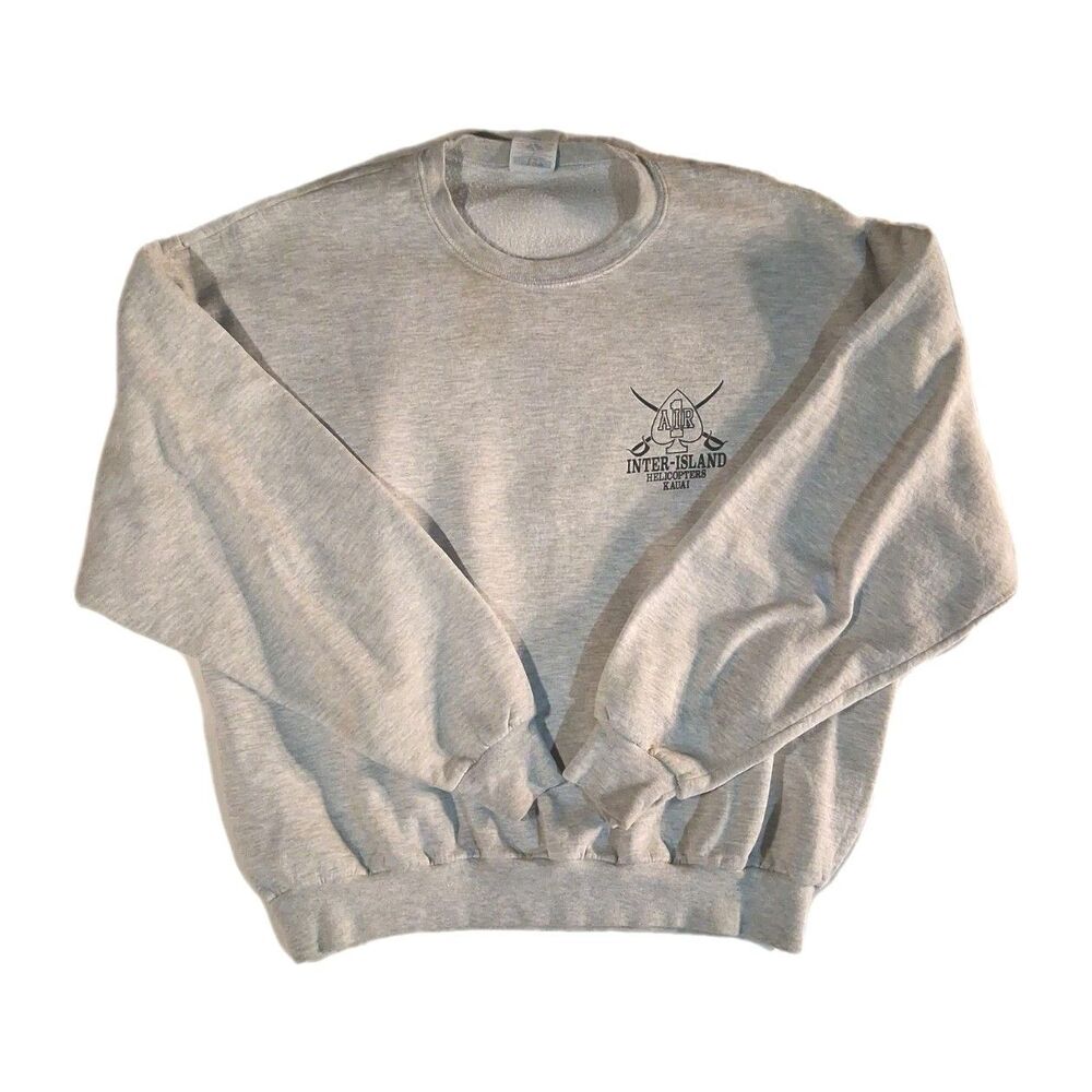 1 Air Inter-Island Helicopters Kauai Vintage Gray Sweatshirt  2X